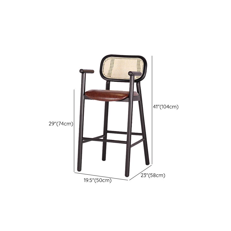 Solid Wood Dining Stools Contemporary Armed Bar Stools with Footrest Clearhalo 'Bar Furniture' 'Bar Stools' 'bar_stools' 'furn' 'furn_bar_stools' 'Furniture' 'Kitchen & Dining Furniture' 1200x1200_116b3f9e-8594-4607-91d0-d5c89a3780ae