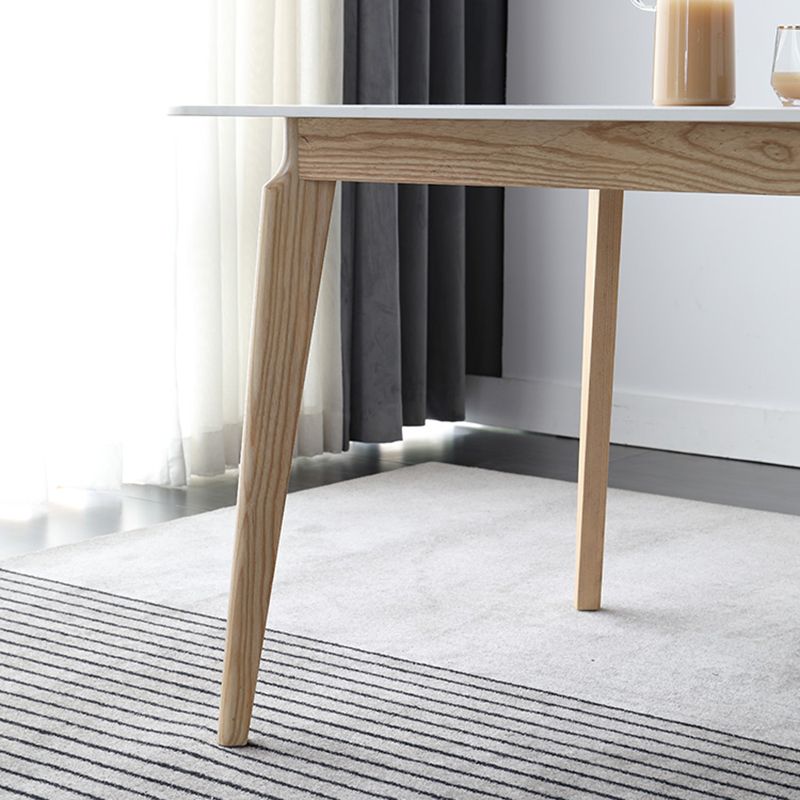 Mesa de comedor rectangular Mesa blanca fija con tapa de piedra sinterizada