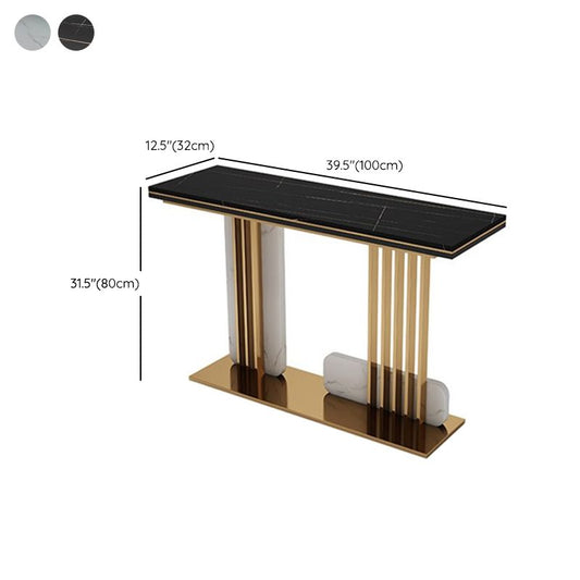 Glam Accent Table Rectangle Stone Console Table , 12.5 inch Wide