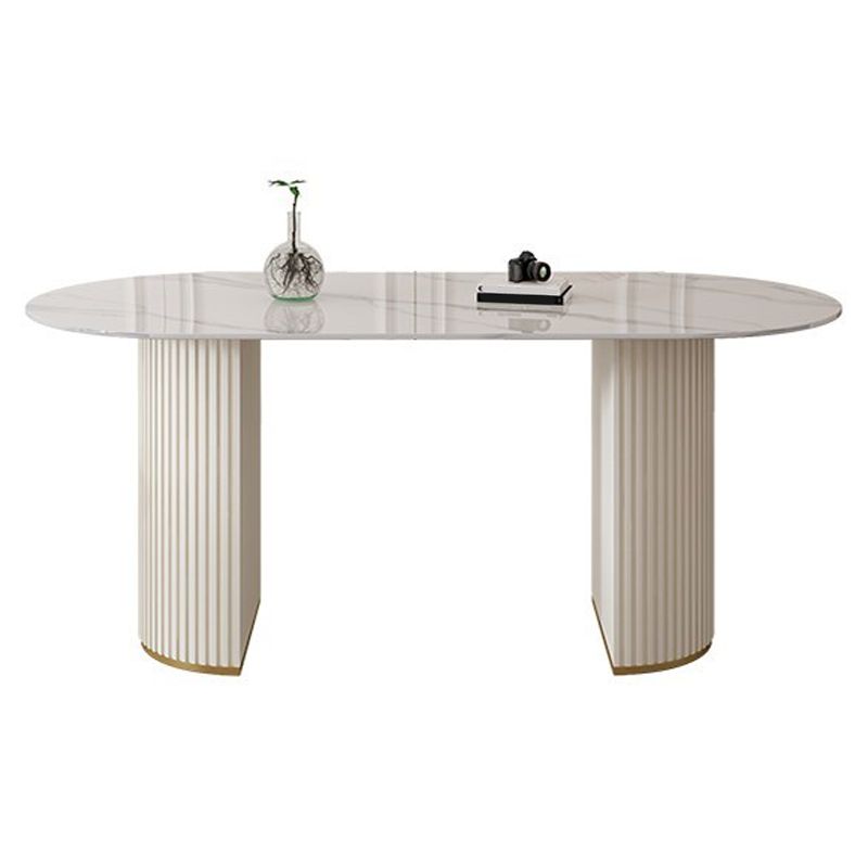 Sintered Stone White Table for Restaurant Modern Dining Table with Double Pedestal Base Clearhalo ' dining_table' 'Dining Tables & Seating' 'Dining Tables' 'furn' 'furn_dining_table' 'Furniture' 'furniture_dining_table' 'Kitchen & Dining Furniture' 'kitchen&dining_furn' 'kitchen' 'kitchen_dining_table' 1200x1200_116f551b-49d0-4632-a609-e29c6fc651e7