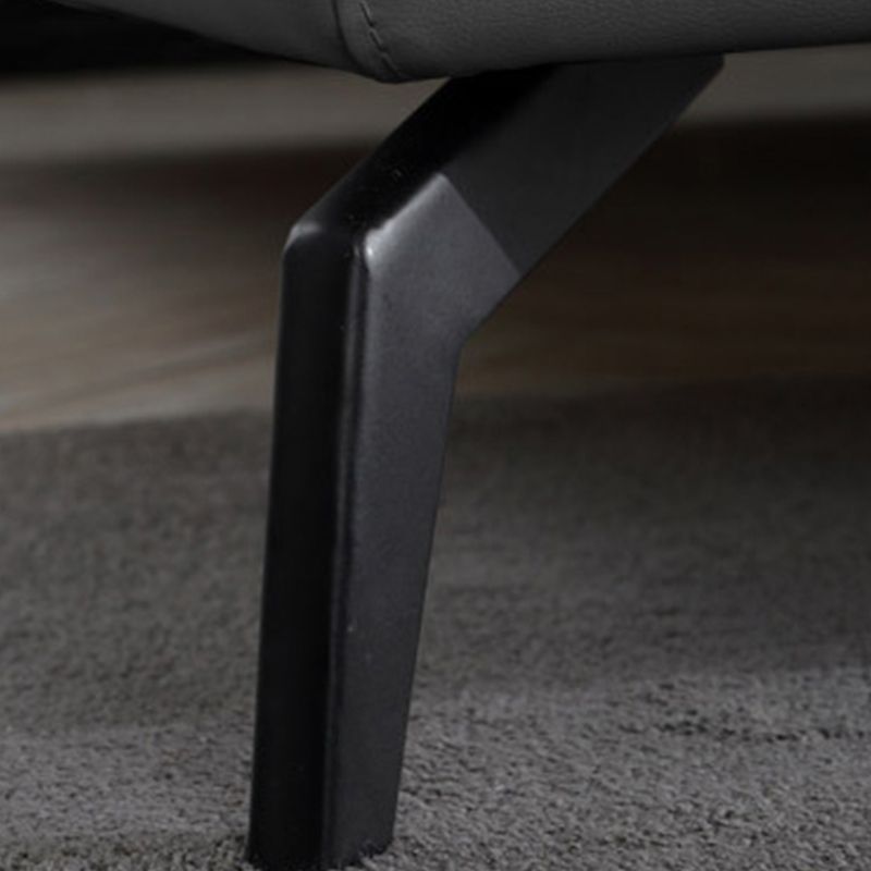 Piattaforma grigio scuro letto in legno e piattaforma imbottita con gambe metalliche