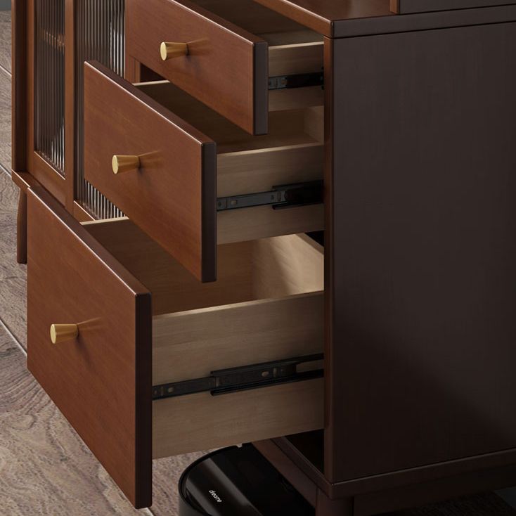 Moderne porte da pranzo in legno di gomma porte di vetro con cassetti con cassetti