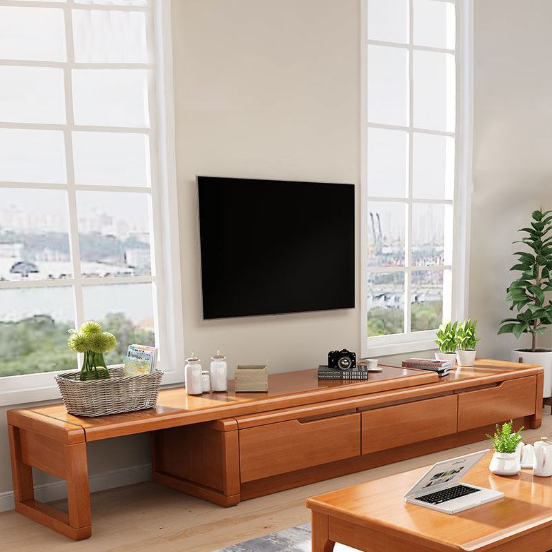 Traditionelle Rubberwood Media Console Matte Finish Holz -TV -Medien stehen mit Schubladen