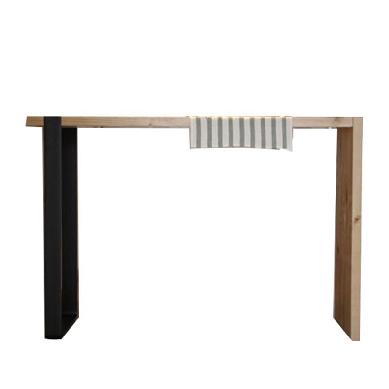 Living Room Rectangle Wood Top Counter Table Wood and Metal Pedestal Modern Bar Table Clearhalo 'Bar Furniture' 'Bar Tables' 'bar_tables' 'furn' 'furn_bar_tables' 'Furniture' 'furniture_bar_tables' 'Kitchen & Dining Furniture' 1200x1200_1172b36b-54ba-48a0-9a38-de619022358a