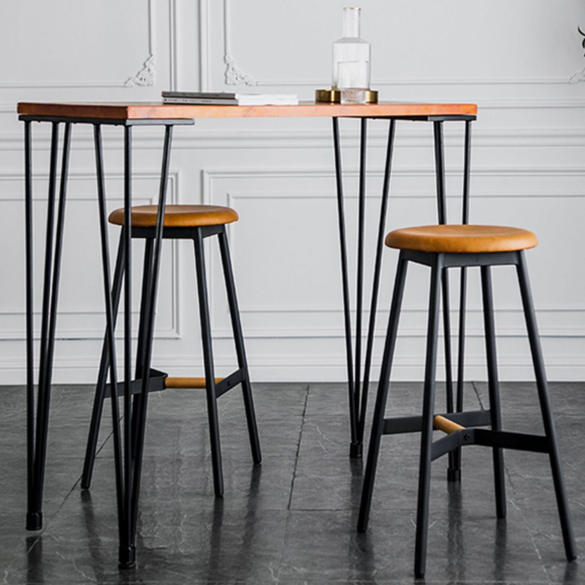 Industrial Backless Bar-stool PU Leather Bar Stool with Metal Legs Clearhalo 'Bar Furniture' 'Bar Stools' 'bar_stools' 'Furniture' 'furniture_bar_stools' 'Kitchen & Dining Furniture' 1200x1200_11735dd6-124e-47eb-bfd1-4170ee1ebb3f