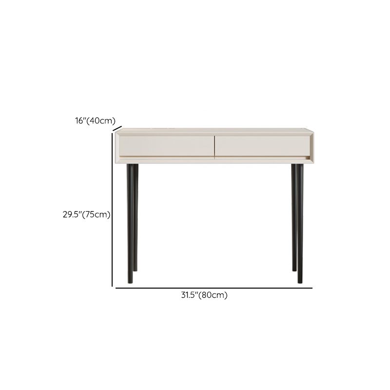Contemporary 2-Drawer Wood Vanity Makeup Dressing Table in White with Stool Clearhalo 'Bedroom Furniture' 'furn' 'furn_makeup_vanities' 'Furniture' 'Makeup Vanities' 'makeup_vanities' 1200x1200_117455b6-ff94-4ddb-9a3f-d52e3374663c