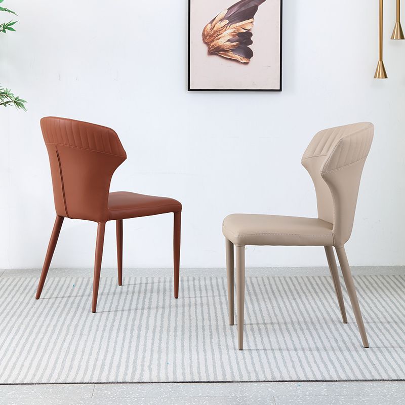 Sedie da pranzo in pelle minimalista senza braccioli senza braccioli