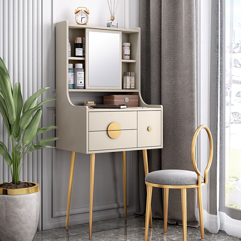 Glam 3-Drawer Solid Color Wooden Vanity with and Mirror Dressing Table