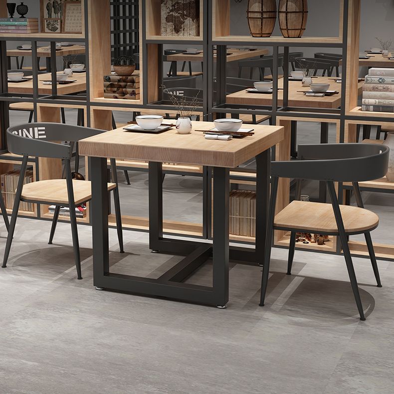 Industrial Style Solid Wood Dining Table Brown Square Table with Trestle Base for Dinning Room Clearhalo ' dining_table' 'Dining Tables & Seating' 'Dining Tables' 'furn' 'furn_dining_table' 'Furniture' 'furniture_dining_table' 'Kitchen & Dining Furniture' 'kitchen&dining_furn' 'kitchen' 'kitchen_dining_table' 1200x1200_11795c1f-bffa-4b74-81eb-4469123f4d57