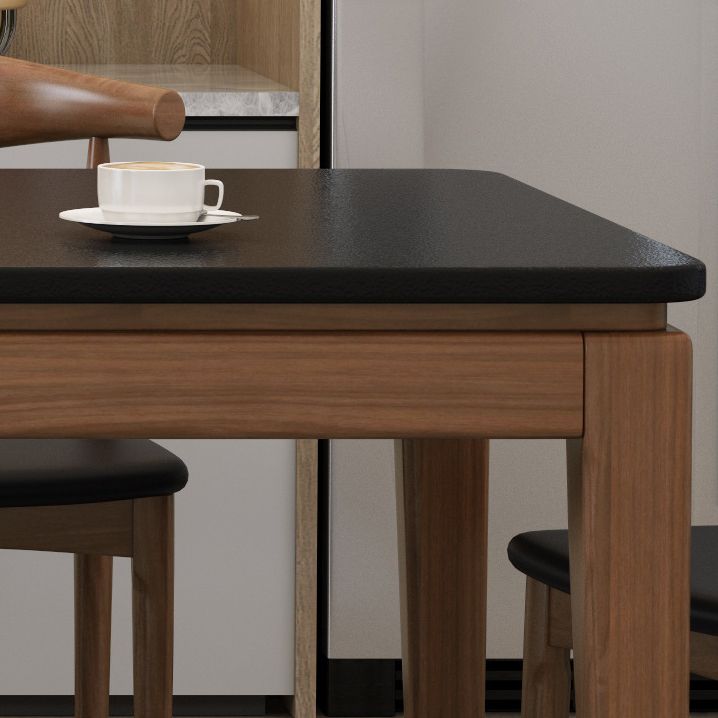 Rectangle Stone Top Table Mid-Century Modern Dining Table with 4 Wood Legs Clearhalo 'Dining Tables & Seating' 'Dining Tables' 'dining_table' 'furn' 'furn_dining_table' 'Furniture' 'Kitchen & Dining Furniture' 1200x1200_117994cf-fdd8-47b7-afca-6b0328ac2be2