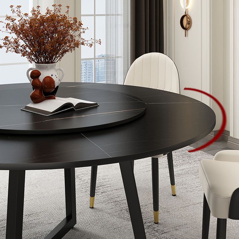 Modern Round Standard Height Dining Table Stone Double Pedestal Dining Table Clearhalo 'Dining Tables & Seating' 'Dining Tables' 'dining_table' 'furn' 'furn_dining_table' 'Furniture' 'furniture_dining_table' 'Kitchen & Dining Furniture' 'kitchen' 'kitchen_dining_table' 1200x1200_117b82a9-1802-4775-8d82-b73d69b4449c