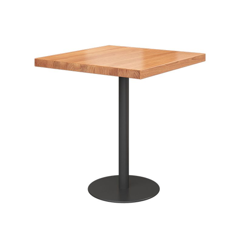 Metal Industrial Square Table Pine Solid Wood Top Table with Pedestal Base
