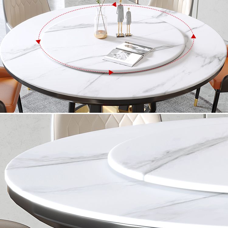 Modern Style Sintered Stone Dining Table Single Pedestal Base Round Table with Turntable Clearhalo ' dining_table' 'Dining Tables & Seating' 'Dining Tables' 'furn' 'furn_dining_table' 'Furniture' 'furniture_dining_table' 'Kitchen & Dining Furniture' 'kitchen&dining_furn' 'kitchen' 'kitchen_dining_table' 1200x1200_117fd61c-6e11-4ef0-a1fb-d7f8e9473180