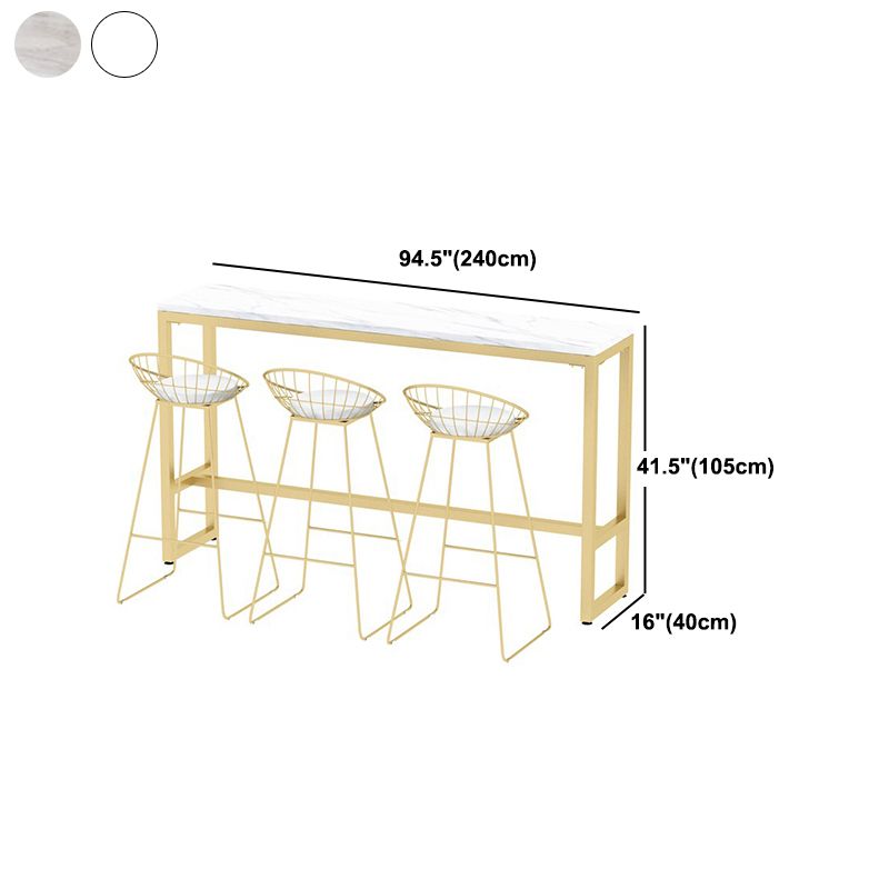 Tavolo da barra rettangolo in stile glam tavolo da pranzo a barre da barino bianco