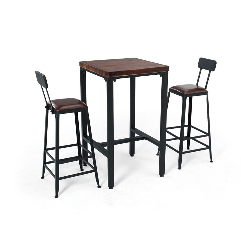 Juego de mesa de Bar Industrial de 1/3/4/5 piezas, mesa cuadrada de madera de pino para cafetería