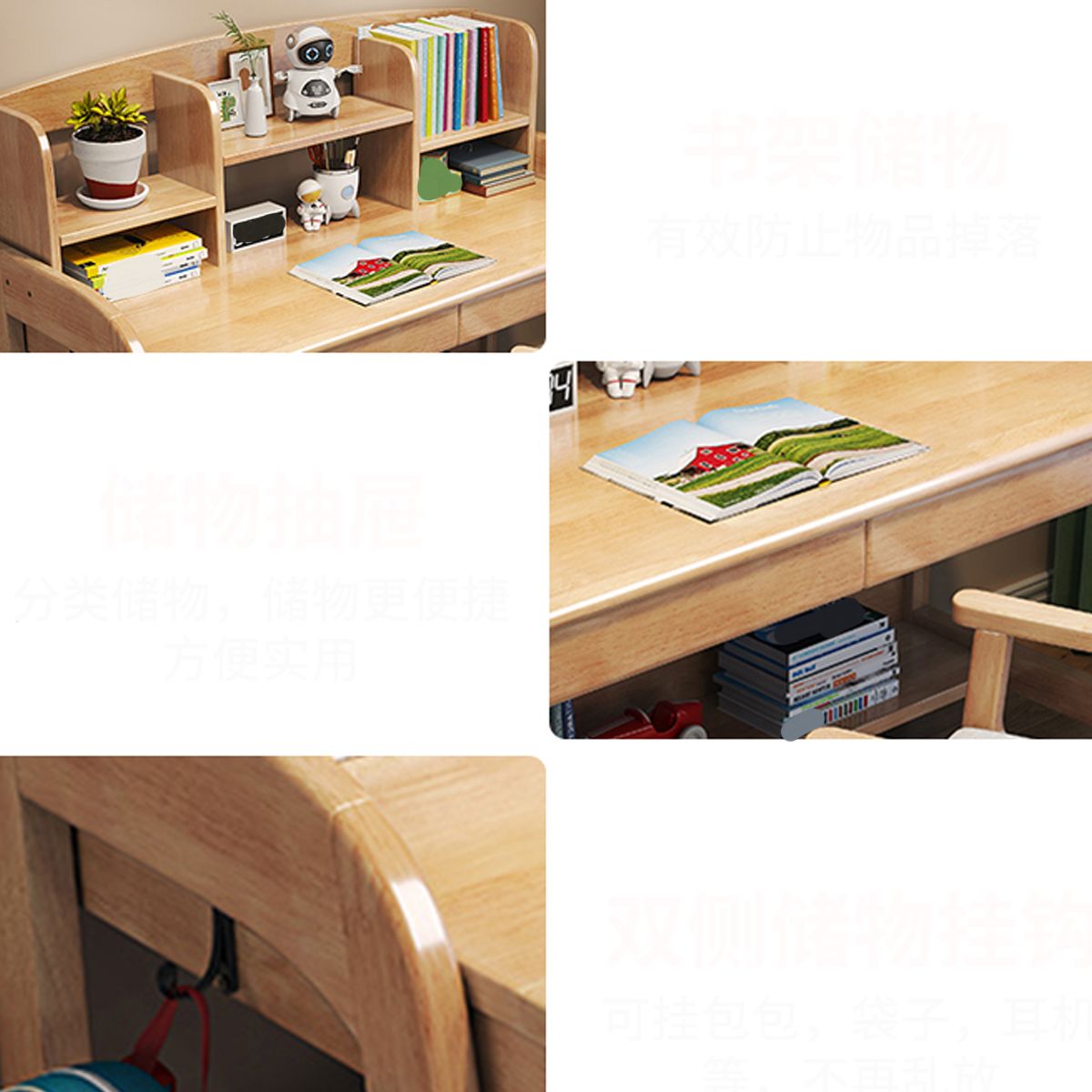 Modern Wood Verstelbaar Writing Desk Home Office Desk met planken