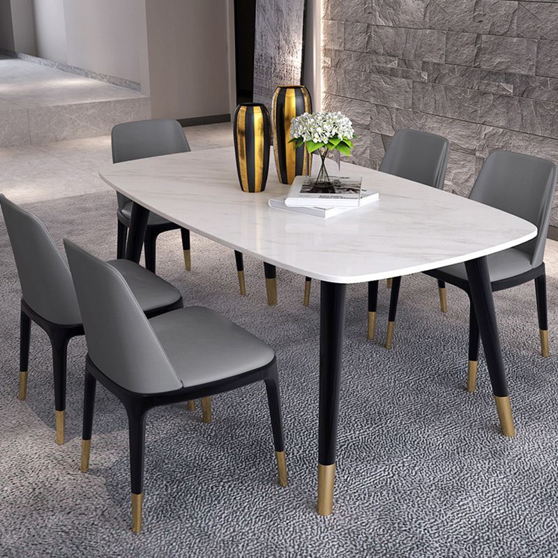 Sintered Stone White Tone Table Glam 4 Legs Table for Dining Room Clearhalo ' dining_table' 'Dining Tables & Seating' 'Dining Tables' 'furn' 'furn_dining_table' 'Furniture' 'furniture_dining_table' 'Kitchen & Dining Furniture' 'kitchen&dining_furn' 'kitchen' 'kitchen_dining_table' 1200x1200_1183c101-276d-4400-927a-8635a5f87812