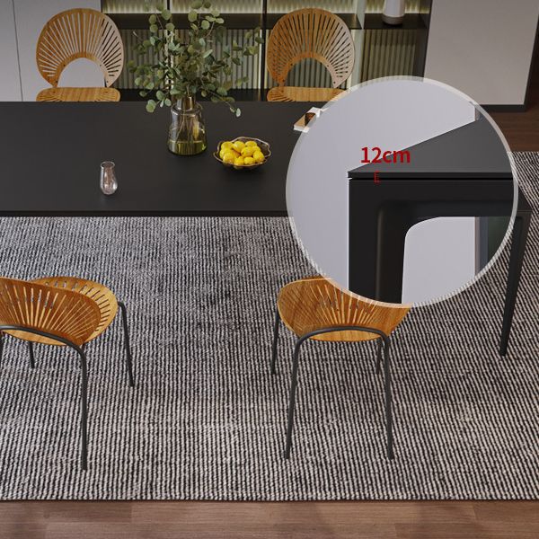 Black Stone Dining Table Contemporary Dining Table with 4 Legs Clearhalo 'Dining Tables & Seating' 'Dining Tables' 'dining_table' 'furn' 'furn_dining_table' 'Furniture' 'furniture_dining_table' 'Kitchen & Dining Furniture' 'kitchen' 'kitchen_dining_table' 1200x1200_1184ef9f-1699-4449-9dd5-89166de40235