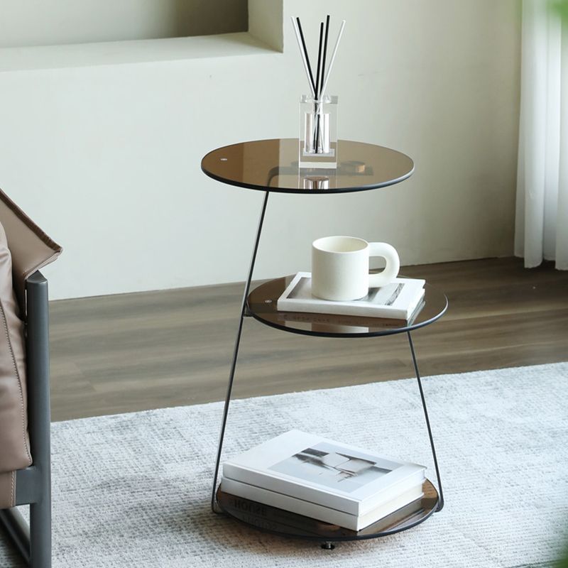 Modern Corner Table Round 3-Tier Side End Table with Storage