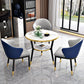 Glossy White Stone Dining Table Set 1/2/4 Pcs Glam Dinette Set with Leather Chairs