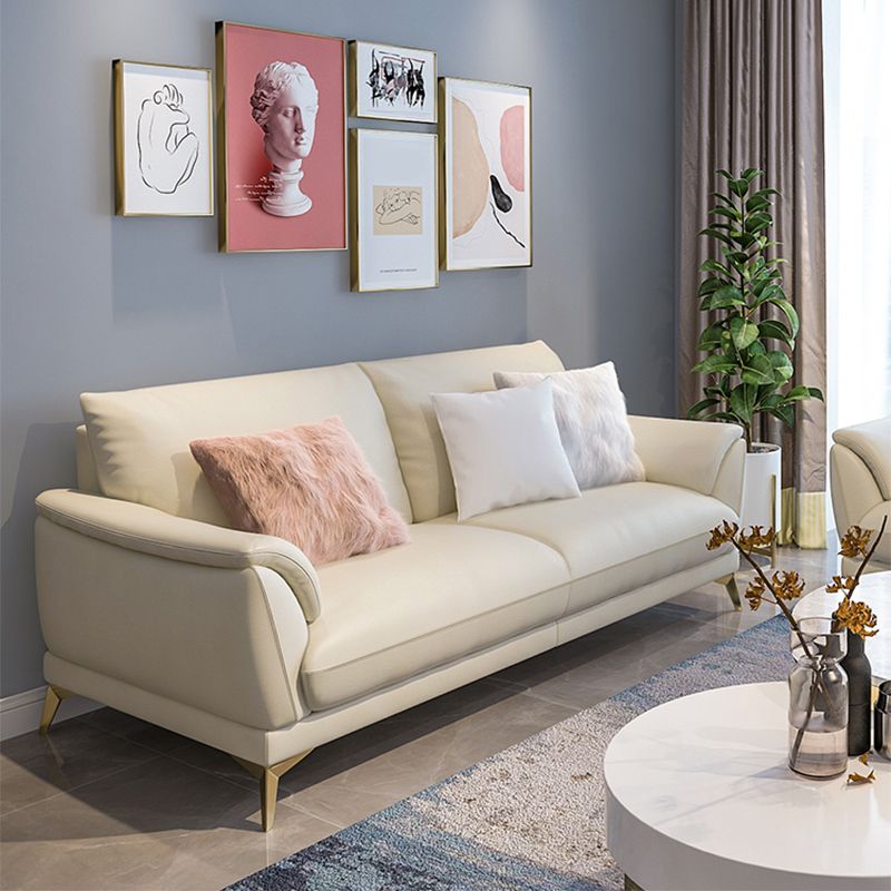 Panchina di divano standard contemporanea in pelle resistente alla macchia in bianco