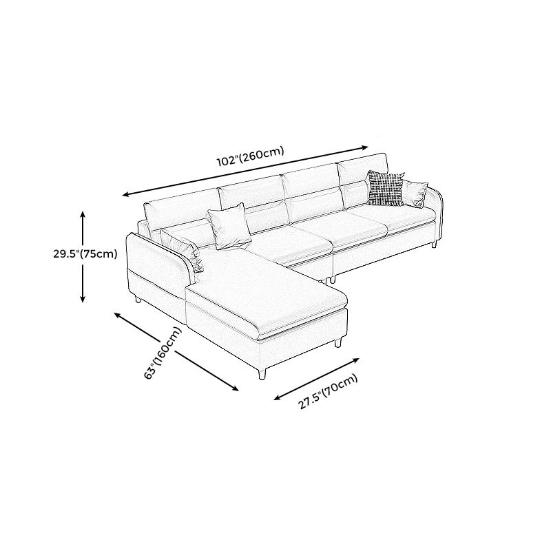 Stain Resistan Faux Leather Square Arm Sectional with Pillowed Back Cushions for Apartment Clearhalo 'furn' 'furn_sectionals' 'Furniture' 'furniture_sectionals' 'kitchen' 'kitchen_sectionals' 'Living Room Furniture' 'Sectionals' 1200x1200_1188b273-4541-4ed9-9c4f-4519b1b9d266