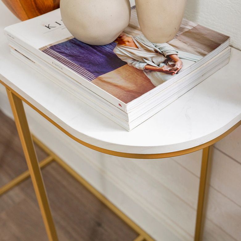 Mesa de consola de media luna de mármol Mesa de acento moderna de 1 estante para Hall