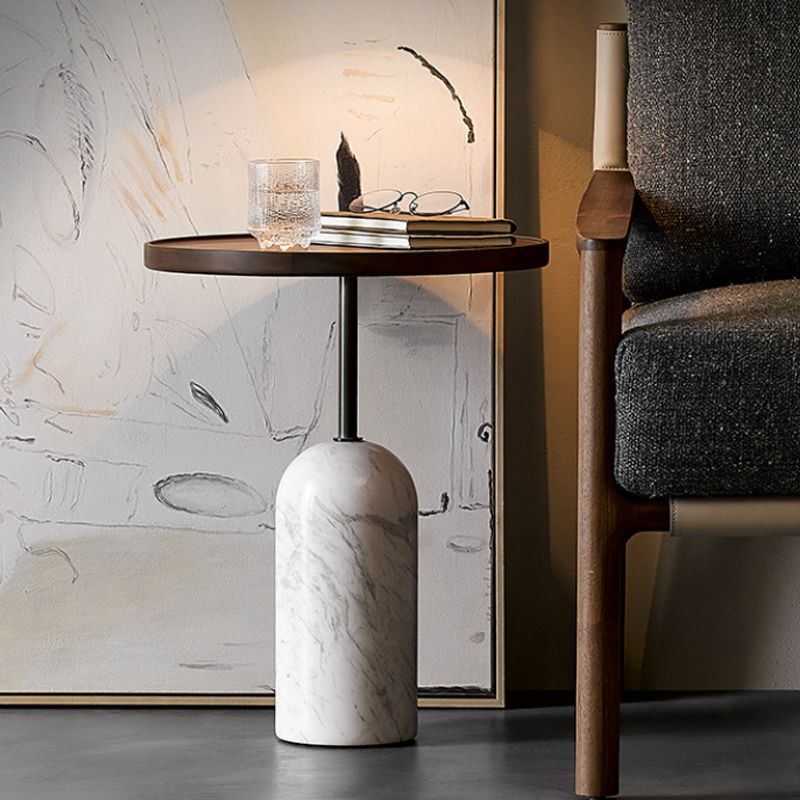 Moderner Akzent -Seitentisch -Sofa runder Sockel Marmor Wohnzimmer Ecktisch