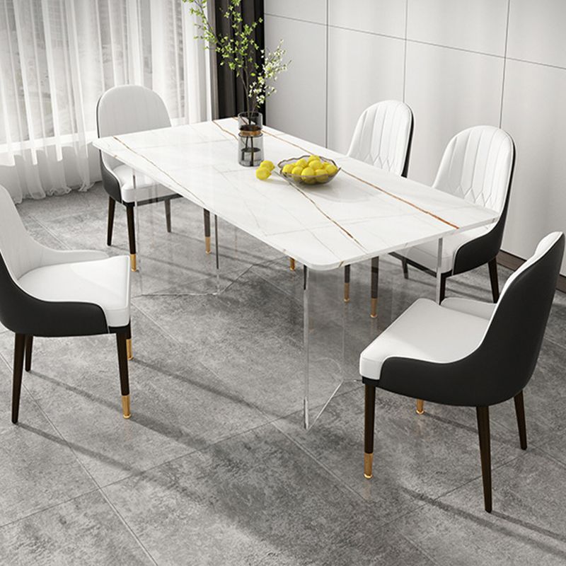 Stone Top Dining Table Contemporary Rectangle Dining Table with Double Pedestal Base Clearhalo ' dining_table' 'Dining Tables & Seating' 'Dining Tables' 'furn' 'furn_dining_table' 'Furniture' 'furniture_dining_table' 'Kitchen & Dining Furniture' 'kitchen&dining_furn' 'kitchen' 'kitchen_dining_table' 1200x1200_118a5c97-3cfe-4e96-a330-5ce8884ffefd