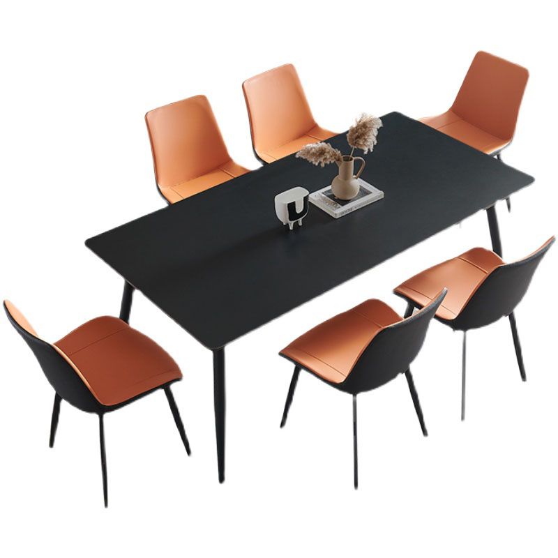 Kitchen Industrial Dinner Table Stone Rectangle 4 Legs Dining Table Clearhalo 'Dining Tables & Seating' 'Dining Tables' 'dining_table' 'furn' 'furn_dining_table' 'Furniture' 'Kitchen & Dining Furniture' 1200x1200_118ca892-984b-4670-915a-ccf81fd04df6