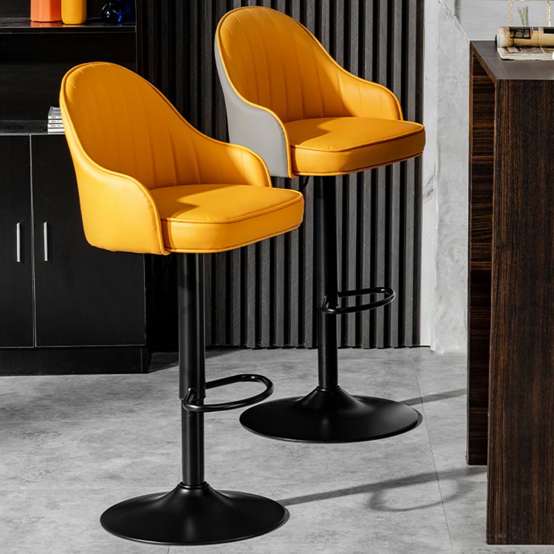 Industrial Style Bar-stool Iron Legs Leather Seat for Restaurant Bar Clearhalo 'Bar Furniture' 'Bar Stools' 'bar_stools' 'furn' 'furn_bar_stools' 'furniture_bar_stools' 'Kitchen & Dining Furniture' 'kitchen&dining_furn' 'kitchen' 'kitchen_furn' Furniture' 1200x1200_118dc631-ad17-4a6f-873d-488a0a3d3f43