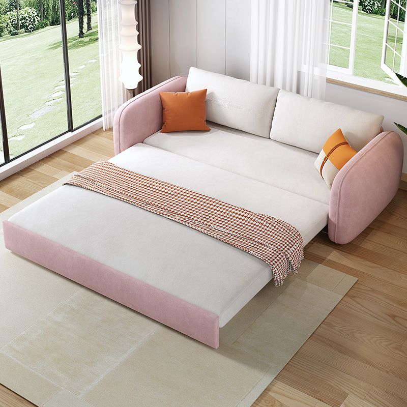 ピンクと白の枕とモダンな四角い腕のベッドソファソファ