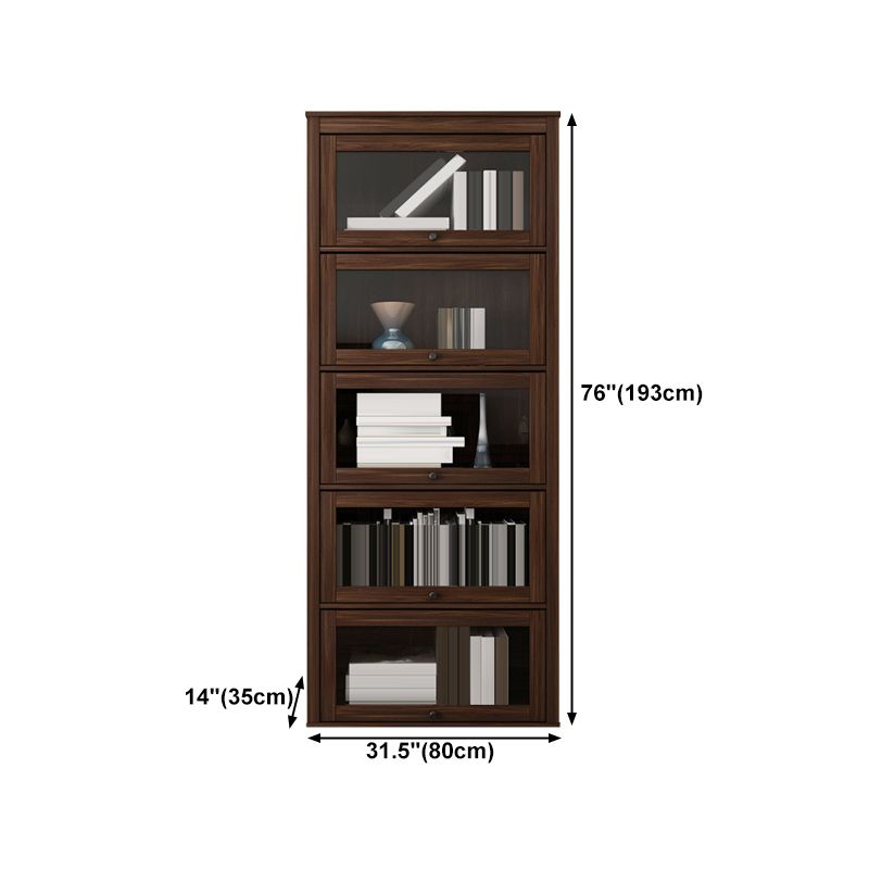 Espresso Shelf Bookcase Modern & Contemporary Bookshelf with Doors for Study Room