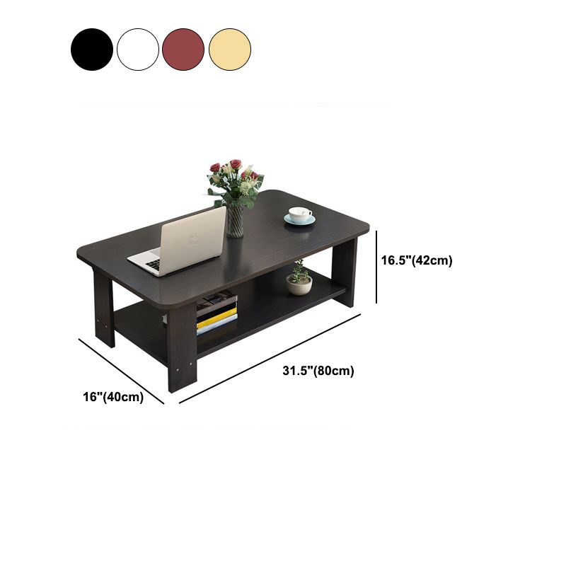 Modernes Rechteck Holz Couchtisch 16,5 "H 4 Beine Cocktailtisch mit Regal