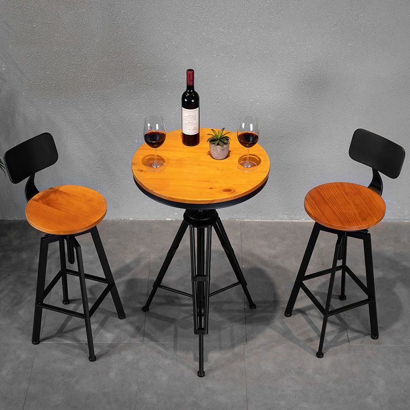 Rundes Bistro-Set, 1/2/3-teilig, Bartisch-Set aus massivem Holz im Industriestil