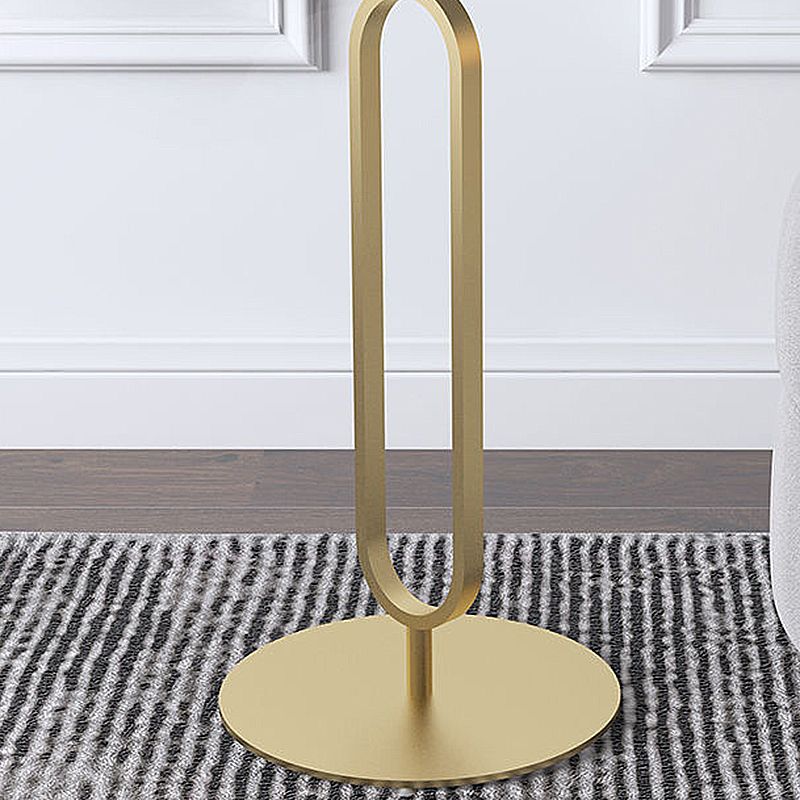 Modern 21.6' Tall Mental Pedestal Side Table Faux Marble Round Top End Table