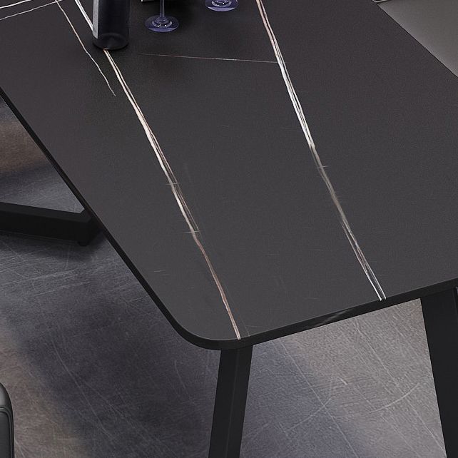 Industrial Dining Table Black Sintered Stone Table with Metal Base for Dining Room Clearhalo ' dining_table' 'Dining Tables & Seating' 'Dining Tables' 'furn' 'furn_dining_table' 'Furniture' 'furniture_dining_table' 'Kitchen & Dining Furniture' 'kitchen&dining_furn' 'kitchen' 'kitchen_dining_table' 1200x1200_1198249b-9257-47f7-9890-dd20019c2400