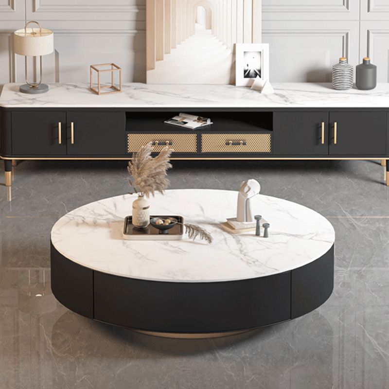 Metal Drum Coffee Table with Storage Round Cocktail Table in Black Clearhalo 'Coffee & Accent Tables' 'Coffee Tables' 'coffee_tables' 'furn' 'furn_coffee_tables' 'Furniture' 'Living Room Furniture' 1200x1200_119a4d71-c060-4313-b592-87ac593f774a