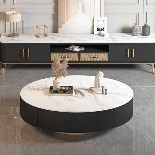 Metal Drum Coffee Table with Storage Round Cocktail Table in Black Clearhalo 'Coffee & Accent Tables' 'Coffee Tables' 'coffee_tables' 'furn' 'furn_coffee_tables' 'Furniture' 'Living Room Furniture' 1200x1200_119a4d71-c060-4313-b592-87ac593f774a