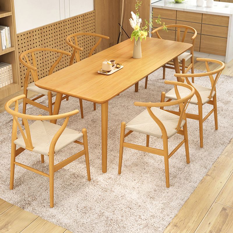Juego de comedor moderno 1/4/5/6/7 PCS Mesa de comedor de madera maciza rectángulo y sillas sin brazos