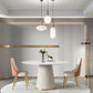 Sintered Stone Top Dining Table in White Luxury Kitchen Table with Pedestal Base