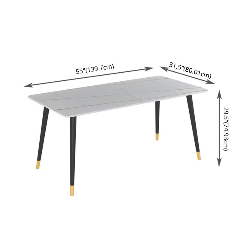 Modern Kitchen Sintered Stone Dining Set Rectangular Standard Dining Set in White Clearhalo 'Dining Room Sets' 'Dining Tables & Seating' 'dining_room_set' 'furn' 'furn_dining_room_set' 'Furniture' 'furniture_dining_room_set' 'Kitchen & Dining Furniture' 'kitchen&dining_furn' 'kitchen' 1200x1200_119c182a-14c3-401b-8e72-f8bc799bd588