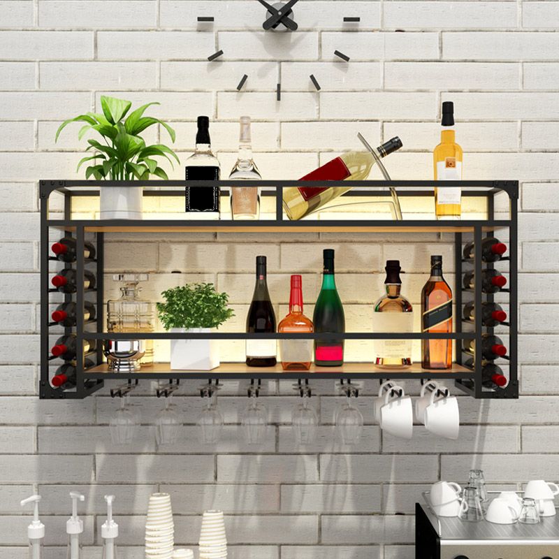 Iron Wine Rack Modern Style Wall Mounted Wine Holder Rack with Shelf Clearhalo 'furn' 'furn_wine_racks' 'Furniture' 'Kitchen & Dining Furniture' 'Wine Racks' 'wine_racks' 1200x1200_119c189d-31a4-4273-a0bb-a71fbd0112da