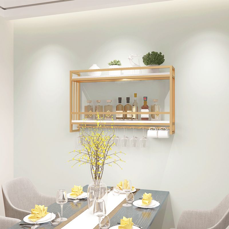 Metal Wall Mounted Wine Bottle & Glass Rack Glam Wine Rack with Stemware Holder Clearhalo 'furn' 'furn_wine_racks' 'Furniture' 'Kitchen & Dining Furniture' 'Wine Racks' 'wine_racks' 1200x1200_119db88e-c640-457e-9da5-348694b721b7