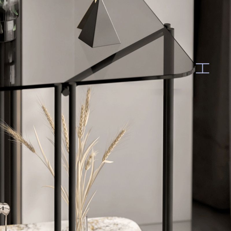 Modernistic Glass Top Square End Table 23.7" Tall Side Table with Shelf Clearhalo 'Coffee & Accent Tables' 'End & Side Tables' 'end_side_tables' 'furn' 'furn_end_side_tables' 'Furniture' 'Living Room Furniture' 1200x1200_119ed11f-4fd7-4577-b8e9-2fdcb2a09cf7