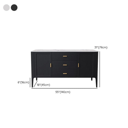 Sideboard di pietra a buffet da pranzo in stile moderno con armadi e cassetti
