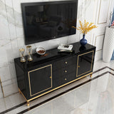 Enclosed Storage Media Console Glass TV Stand Console with Drawers Clearhalo 'furn' 'furn_tv_stands_entertainment_centers' 'Furniture' 'Living Room Furniture' 'TV Stands & Entertainment Centers' 'TV Stands & Media Storage Furniture' 'tv_stands_entertainment_centers' 1200x1200_11a079dc-ad3b-4151-ba04-2e85ad78adae