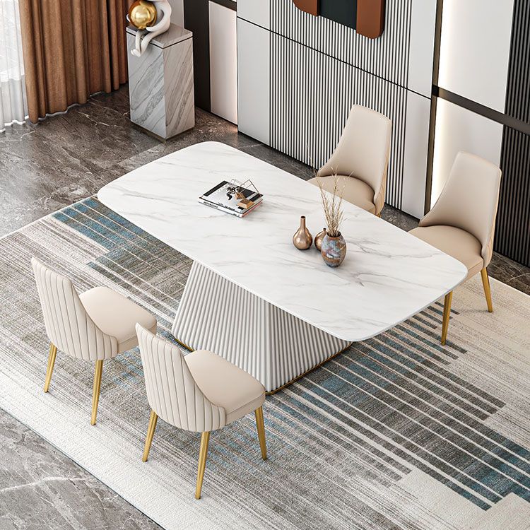 Glam Dining Room Set with¬†Rectangle Sintered Stone Top and Pedestal Base Dining Furniture Clearhalo 'Dining Room Sets' 'Dining Tables & Seating' 'dining_room_set' 'furn' 'furn_dining_room_set' 'Furniture' 'furniture_dining_room_set' 'Kitchen & Dining Furniture' 'kitchen&dining_furn' 'kitchen' 1200x1200_11a38caa-b6b2-4333-9d44-c16003b5fdda