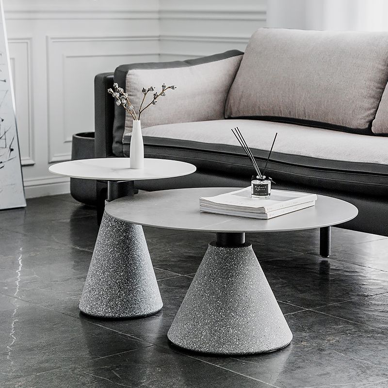 Slate Coffee Table Round Modern Minimalist Coffee Table for Living Room