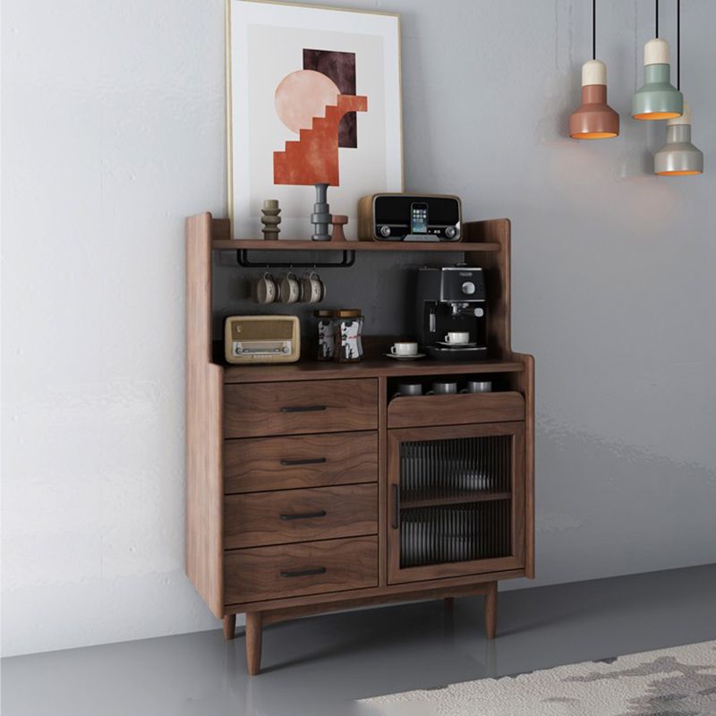 Puertas de vidrio contemporáneas Dining Hutch Pine Hutch Gabinete para comedor